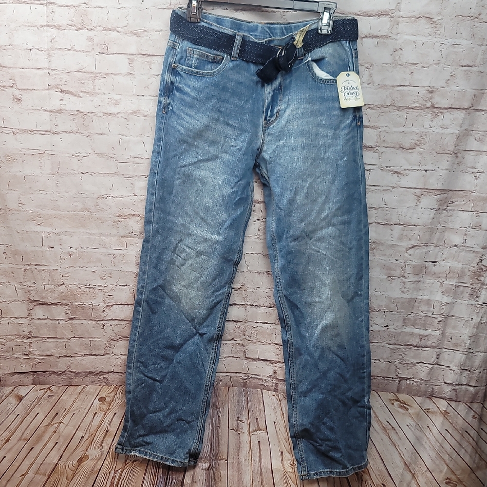 faded glory boy's size 18 jeans adjustable waist and belt nwt new